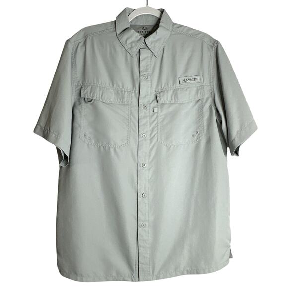 Realtree Mens Short Sleeve Vented Fishing Shirt UPF40+ Gray size Medium - Picture 1 of 7